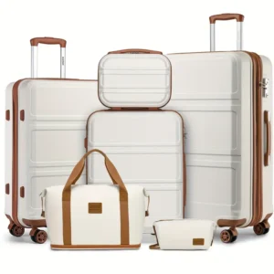 Kono 5-teiliges Hartschalen-Gepäckset – leichtes ABS, 12", 20", 24", 28" Koffer, TSA-Schlösser, 4-Rad-Drehrollen – stilvoll für Reisen