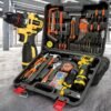 SPZTJK Kabelloser Schlagbohrer & Schraubendreher-Set - Impact-Bohrer, Wiederaufladbar, PE-Material, für Heim-DIY-Projekte, Bau, Baugeräte, Kabelloser Schlag-Schraubendreher