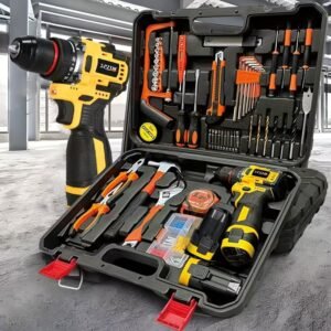 SPZTJK Kabelloser Schlagbohrer & Schraubendreher-Set - Impact-Bohrer, Wiederaufladbar, PE-Material, für Heim-DIY-Projekte, Bau, Baugeräte, Kabelloser Schlag-Schraubendreher