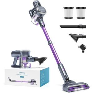 Lubluelu Cordless Vacuum Cleaner – 25KPa Powerful Suction, Self-Standing, for Pet Hair, Carpet & Hard Floors, Purple